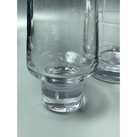 Tiffany & Co Modern Bamboo Decanter with 2 Wine Glasses Clear Glass Crystal Set - Picture 3 of 10